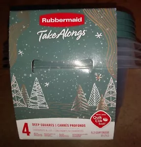 4 Food Storage Containers 5.2 Cups, Rubbermaid TakeAlongs Square Green Lid - Picture 1 of 4