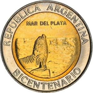 Argentina 1 Peso Coin | Mar del Plata | Sun | KM158 | 2010 - Picture 1 of 4