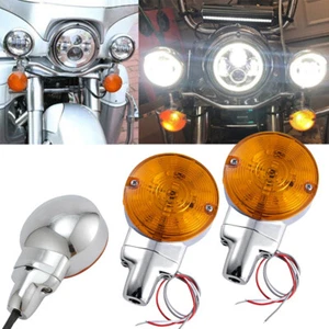 Pair Motorcycle Amber FLAT LED Turn Signal For Harley Electra Glide Tour Glide - Picture 1 of 11