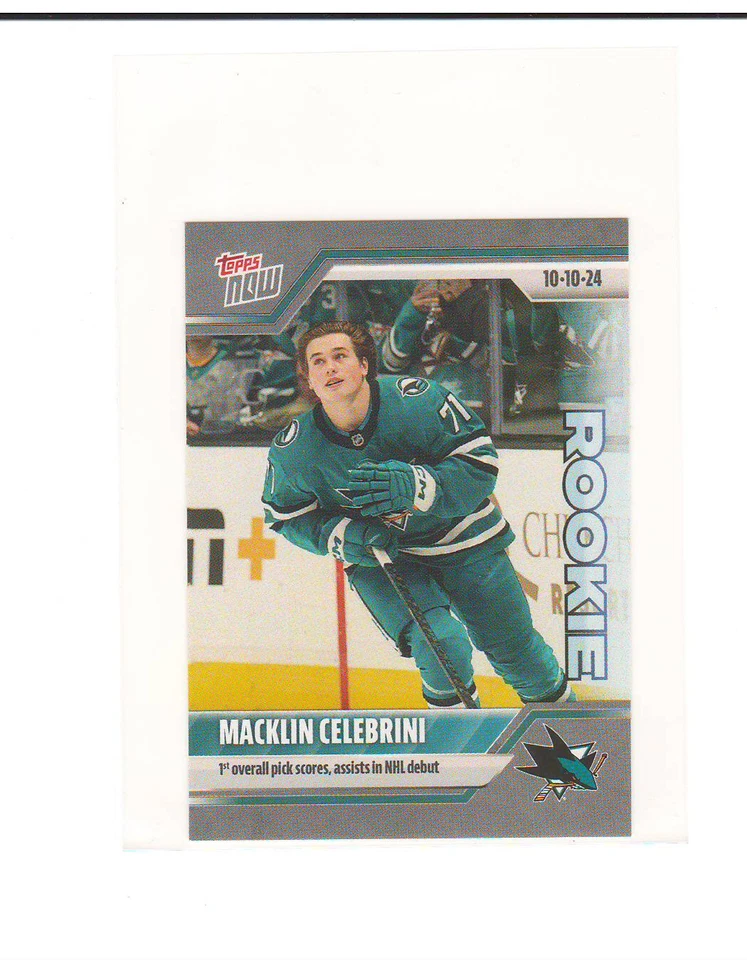 2024-25 Topps Now NHL Stickers #6 Macklin Celebrini RC - Image 1 of 1