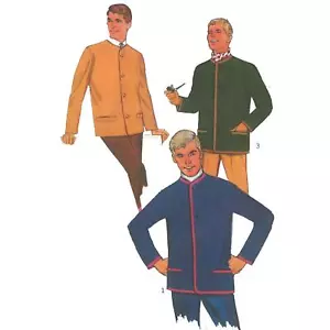 1960s Pattern, Men's Collarless Jacket - the Beatles - Chest=38” (96.5cm) - Picture 1 of 2