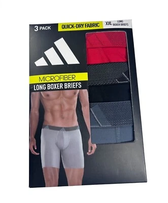 Adidas Microfiber Long Boxer Briefs 3-Pack Size XXL Quick-Dry Fabric NEW - Image 1 of 4
