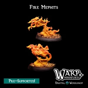 Fire Mephits (x2)/Fire Elementals/TTRPG/Dungeons and Dragons/Warp Miniatures - Imagen 1 de 2