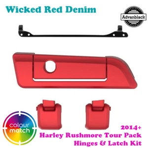 Wicked Red Denim Tour Pack Hinges Latch Kit fit 14+ Harley Touring - Foto 1 di 8