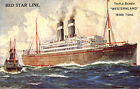 Red Star Line Triple-Screw "Westernland" Steam Ship Poster Type Postcard
