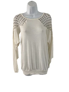 $92 Three Dots 100% SILK Long Sleeve Sweater XS Cream Oversized Lightweight NWT - Picture 1 of 10