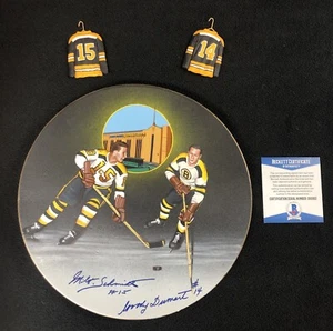 Milt Schmidt & Woody Dumart Signed Boston Bruins Garden Plate Beckett COA - Picture 1 of 1