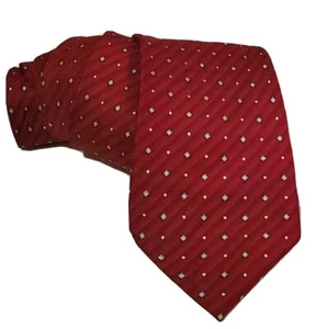 Mens Silk Necktie Carlos Devenezia Roma Barcelona Hand Made Red Polka Dot 60X4" - Picture 1 of 4