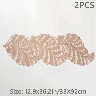 2X PVC Leaf Table Mat Cover Runner Hollow Out Oilproof Waterproof Room Decor - Image 1 of 4