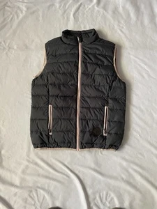 Lotto Womens Puffer Vest Medium Gray With Beige Trim Lightweight Quilted Sleevel - Picture 1 of 7