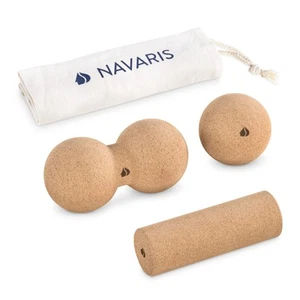Navaris Cork Massage Roller Ball Set 3 Pieces - Includes Cork Peanut Roller C... - Picture 1 of 6