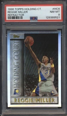 Topps Holding Court Refractor 1996 Reggie Miller #HC6 PSA 8 Pacers casi nuevo-como nuevo patio Foto 1 de 2