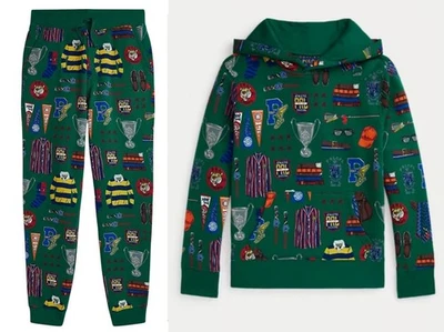 NUEVO Polo Ralph Lauren Niños Estampado Universitario Pantalones Jogger Sudadera con Capucha Traje de Pista XL/18 Foto 1 de 4