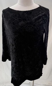 EASYWEAR CHICO’S Holiday Tunic Chico Sz 1 US Sz 8 Black Burn Out Velvet Festive - Picture 1 of 12