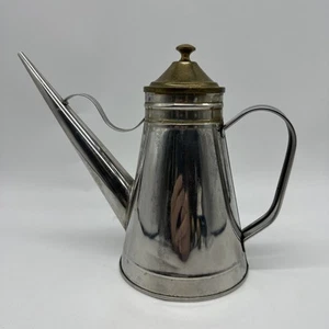 Winco Bidone Olio con Coperchio in Ottone, 24 once Usato Buono con Petina - Foto 1 di 12