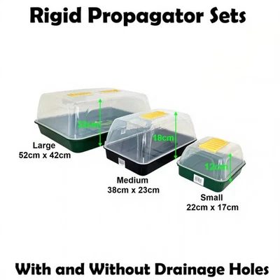 Vented Propagator Seed Tray Set Cover Lid 22cm 38cm 52cm Solid Rigid Gravel Tray - Image 1 of 4