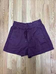 Loft Woman’s Paper bag Elastic Waistband Maroon Drawstring Shorts - Size Medium - Picture 1 of 6