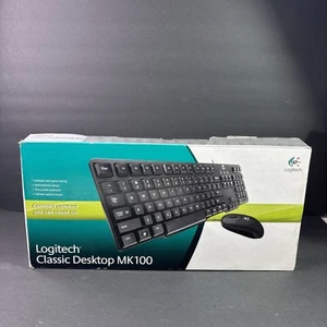 New Logitech Classic Desktop MK100 Keybord + Mouse Combo Compact & Comfort - Picture 1 of 5