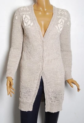 Brunello Cucinelli 女式米色开衫丝绸尼龙针织长款毛衣 S 码 — 第 1/4 张图片