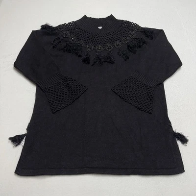 Storybook Knits Sweater Midnight in Shanghai Womens Large Black Knit Crochet - Image 1 of 4