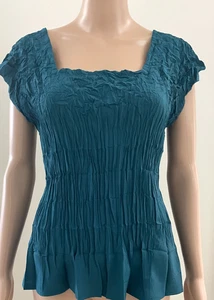 Camicetta Babette SF verde art to wear top pieghettato manica corta taglia small - Foto 1 di 7