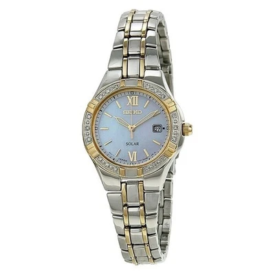 Seiko Solar White Women's Watch - SUT068 v137 0ado Two Tome Roman Numerals - Image 1 of 3