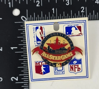 Vintage 1988 Cincinnati Reds MLB Baseball All-Star Game Press Pin By Peter David - Image 1 of 2
