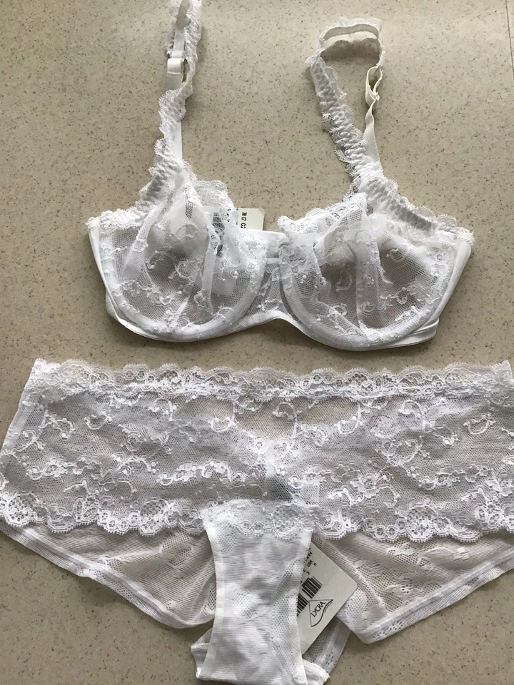 Conjunto de lencería La Perla blanco 36C sujetador/bragas medianas boudoir nupcial nuevo con etiquetas Foto 1 de 4