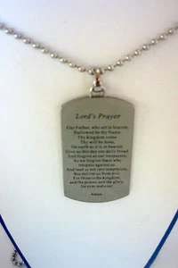 Edelstahl Lords Prayer Hundeetikett mit 22 Zoll Kette - Bild 1 von 2