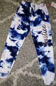 Girls justice cozy velour joggers new size 10 tye dye metallic logo - Picture 1 of 3