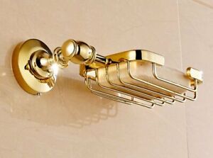 Gold Color Brass Wall mounted Bathroom Soap Dish Holder Soap Basket Kba162