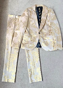 Twisted Tailor Gold Gaines Champagne 2 Piece Suit Chest 40”R W32”L30” NEW - Picture 1 of 12