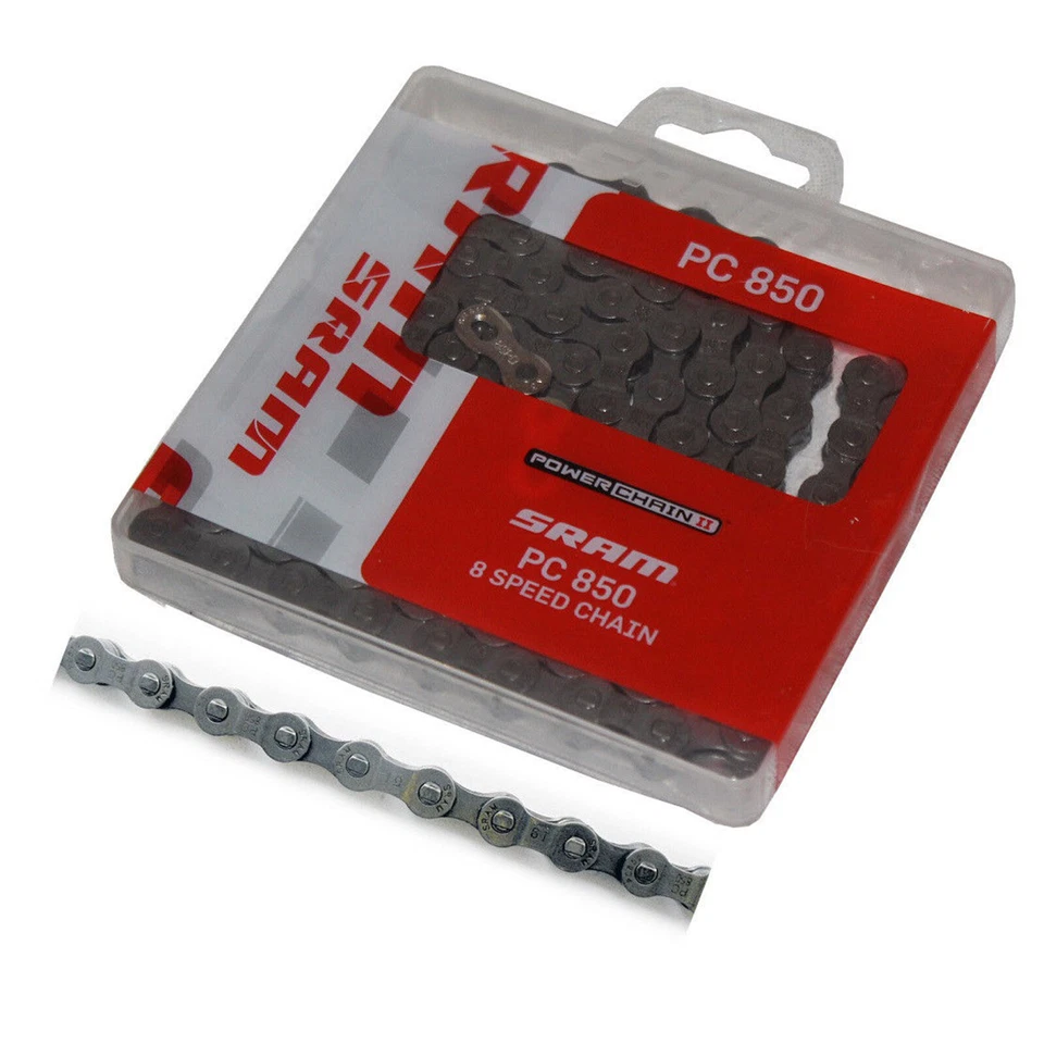 Sram Fahrradkette Kette PC 850 8-fach mit PowerLink silber Shimano kompatibel - Bild 1 von 1