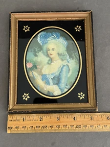 MARIE ANTOINETTE FRAMED NEEDLE PAINTING EMBROIDERED NEEDLEPOINT WALL HANGING - Picture 1 of 6