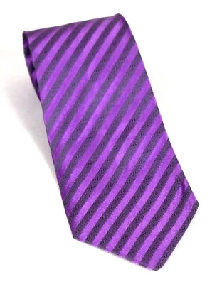 Usado? Corbata Charvet Iridiscente Púrpura Claro y Gris Rayas 100% Seda 3,65 x 57 Foto 1 de 4