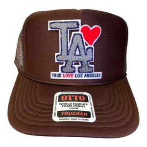 TRUE LOVE LOS ANGELES :: charity TRUCKER HATS for LAFD CA FIRE RELIEF :: Brown - Picture 1 of 3