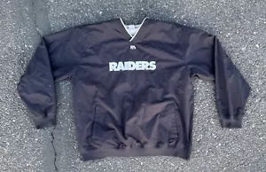 Team Apparel NFL Raiders Windbreaker Pullover Jacket Pockets Size XL Black Y2K - Picture 1 of 11