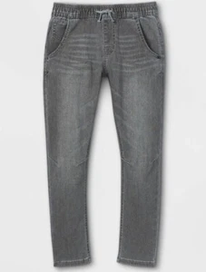 Boys Denim Jogger Gray Wash Size 10 Elastic Waist Stretch Drawstring Cat &Jack - Picture 1 of 11