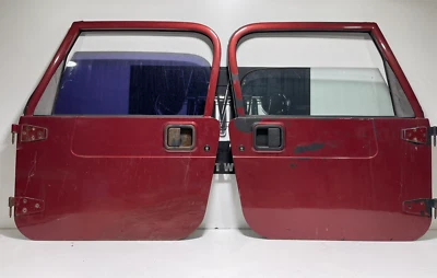 Chili Pepper Red PEA Full Door No PANELS Doors NEED TLC 97-06 Jeep TJ Wrangler - Image 1 of 4
