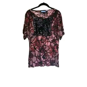 Preciosa Blusa Simply Vera Wang Talla XS Granate Burgandy Detalle de Lentejas - Imagen 1 de 6