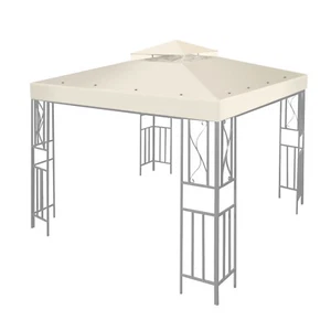 8 x 8 Feet Gazebo Canopy Top Replacement Cover 2 Tier UV30 Garden Patio Ivory - Picture 1 of 8