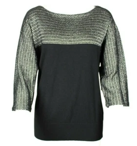 LRL Ralph Lauren Black Silver Metallic Womens Sweater Sz Large - NWT - Picture 1 of 3