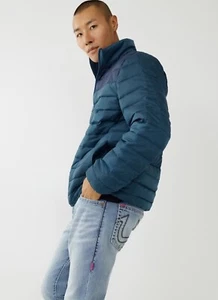 New Mens True Religion Two Tone Puffer Jacket Full Zip - Size M - Picture 1 of 3
