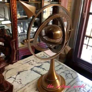Antique Brass Armillary Sphere Arrow Globe Brown Brass Collectible Gift Item New - Picture 1 of 4