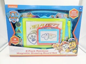 NEW Paw Patrol 2 Pack Rainbow Magnetic Drawing Board Set Stampers Activities..30