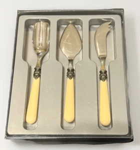 Juego de servir queso aperitivo marfil Napoleón vintage Inox 18/10 Italia 3 piezas Nuevo - Imagen 1 de 3