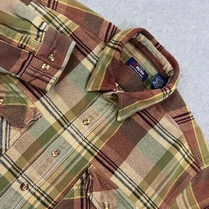 VTG Five Brother Flannel Men's XL Brown Green Multi Plaid Button Up Shirt Jacket - Bild 1 von 11