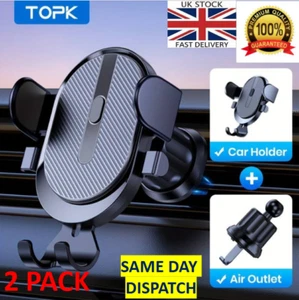 360° TOPK UK Mobile Phone Holder Universal Air Vent Mount Cradle 2PACK Universal - Picture 1 of 9