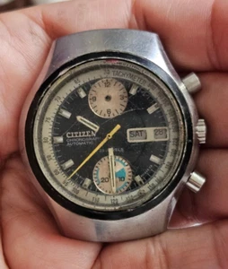 Reloj Citizen 67-9038 Cronógrafo Automático De Colección Para Hombre Esfera Negra 23 Joyas - Imagen 1 de 8