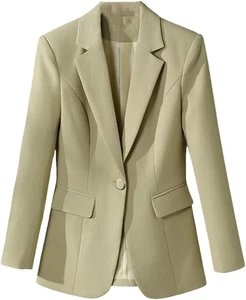 FOREVER 21 Celadon GREEN Silky RETRO Tailored Long Slim Blazer Jacket *SMALL* - Picture 1 of 8